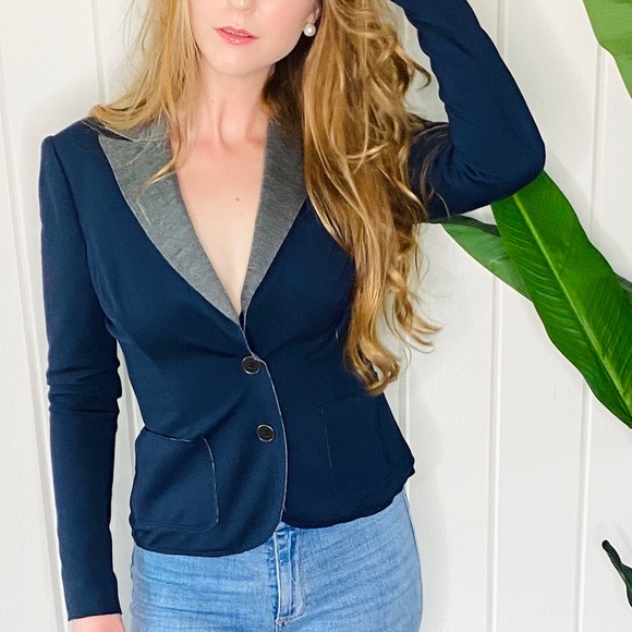 Plenty by Tracy Reese Jackets & Blazers - Tracy Reese Navy Grey Blazer Coatigan (S)